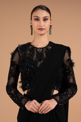 Black Feather Saree GownDSC02120