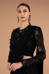 Black Feather Saree GownDSC02122