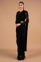 Black Feather Saree GownDSC02123