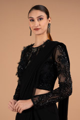 Black Feather Saree GownDSC02124
