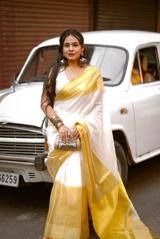 Cotton Saree With broad Gold Border
