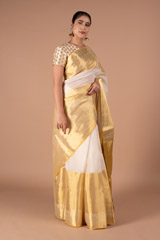 Cotton Saree With broad Gold BorderDSC09821
