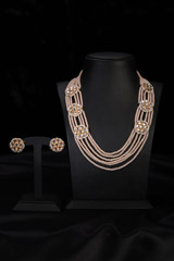 Peach Multi String Necklace Set