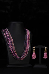Pink And Purple Beaded Necklace Set3617_video