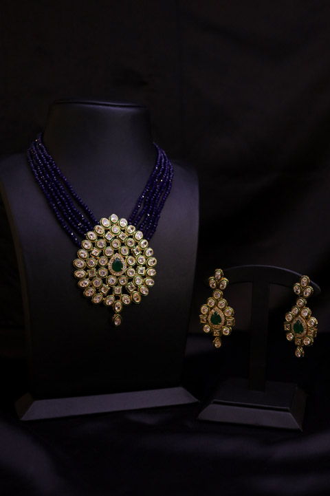 Blue Kundan Neklace Set