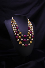 Maroon Multi Layered Necklace