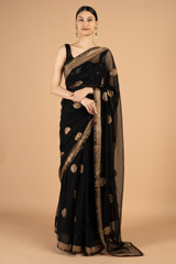 Black  Golden Net Saree1