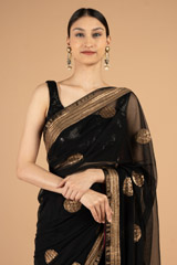 Black  Golden Net SareeDSC03819