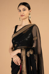 Black  Golden Net SareeDSC03820