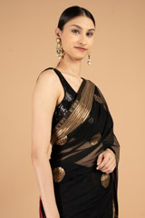 Black  Golden Net SareeDSC03823