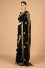 Black  Golden Net SareeDSC03827