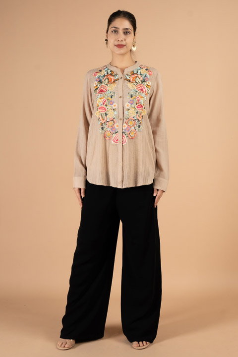 Beige Garden Georgette Shirt