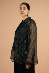 Green Floral Chiffon ShirtDSC03699