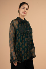 Green Floral Chiffon ShirtDSC03700