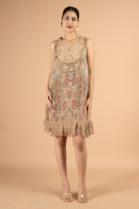 Beige Floral Kiss Tunic