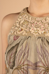 Beige Floral Chiffon Long DressDSC03577