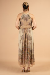 Beige Floral Chiffon Long DressDSC03590