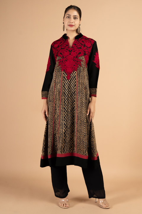 Black  Gold Silk Kurti