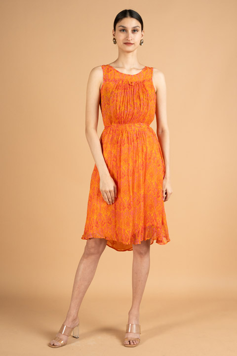 Orange Flared Dress