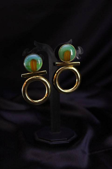 Turquoise Green Streaked Earrings