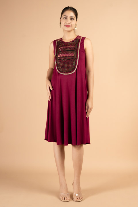 Maroon IndoWestern Tunic