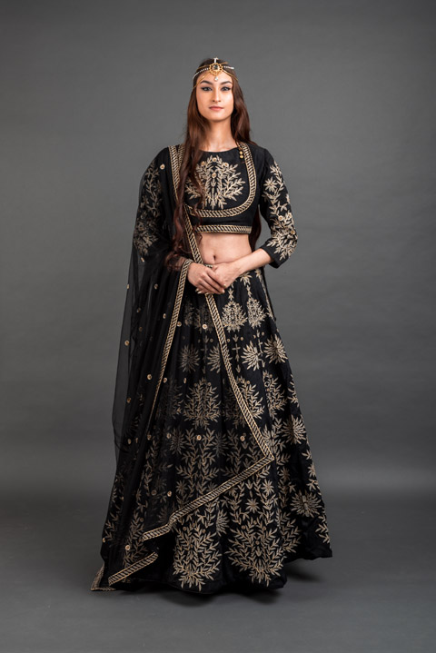 Black Zari Embroidered Lehenga