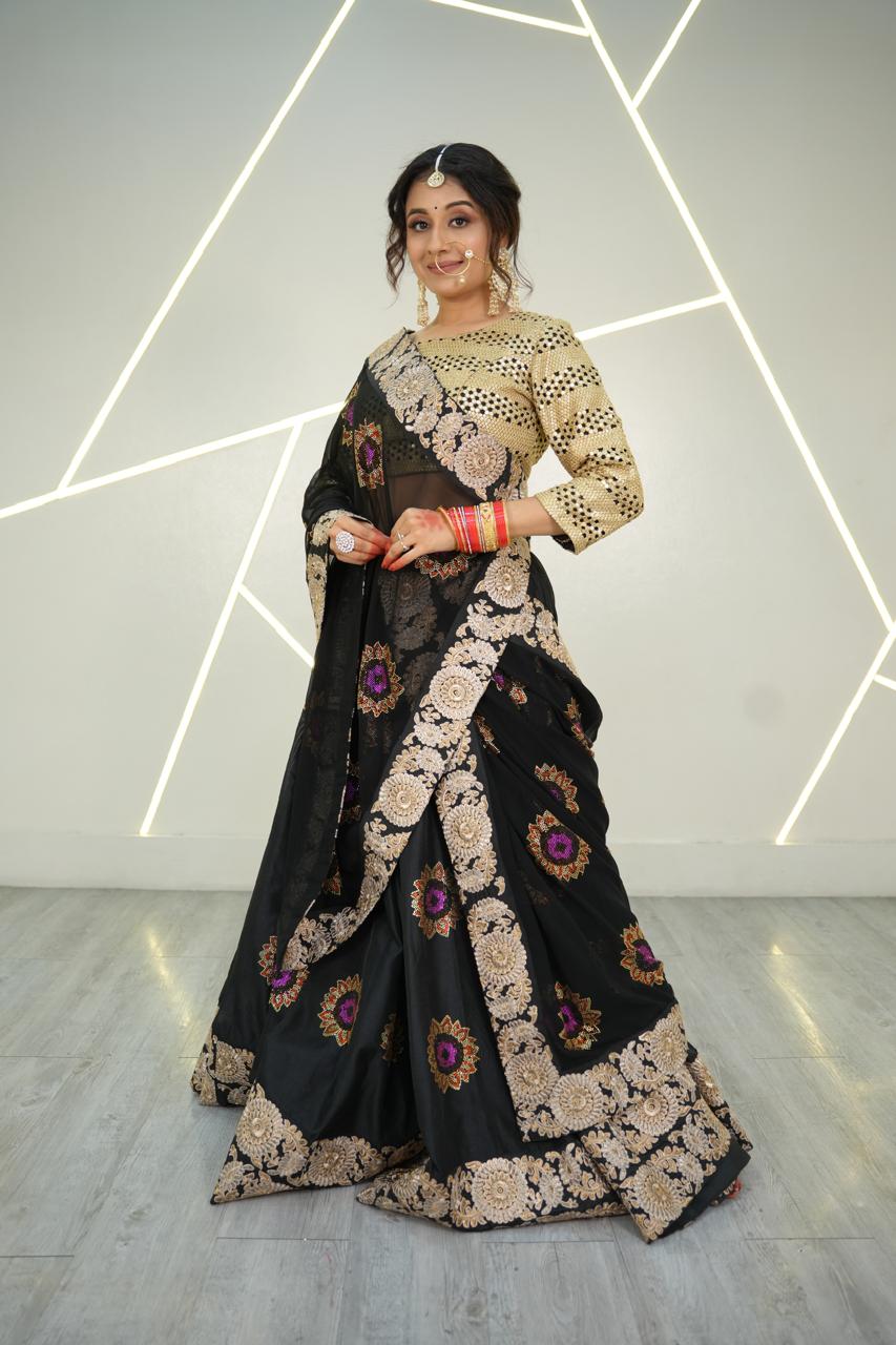 Black Embroidered Lehenga