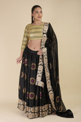 Black Embroidered Lehenga_DTR2588