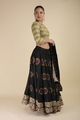 Black Embroidered Lehenga_DTR2589