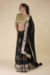 Black Embroidered Lehenga_DTR2592