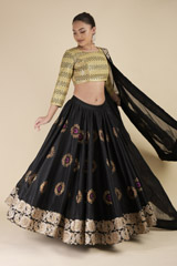 Black Embroidered Lehenga_DTR2593
