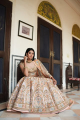 Peach Thread Work LehengaDSC05012