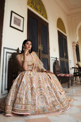 Peach Thread Work LehengaDSC05018