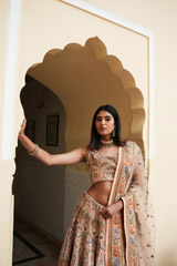 Peach Thread Work LehengaDSC05040