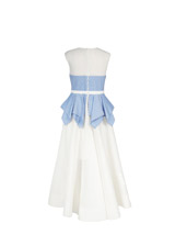 White Striped A Line Gown3780-5