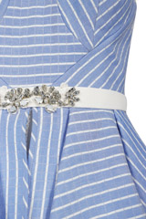 White Striped A Line Gown3780-6