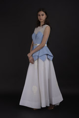 White Striped A Line Gown_SUB8105