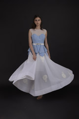 White Striped A Line Gown