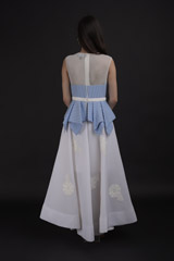 White Striped A Line Gown_SUB8112