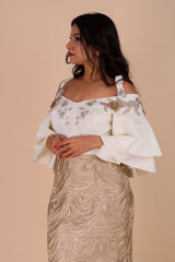 Off-white And Gold Metallic Embroidery GownIMG_8284