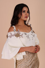 Off-white And Gold Metallic Embroidery GownIMG_8287