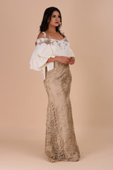 Off-white And Gold Metallic Embroidery GownIMG_8289