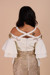 Off-white And Gold Metallic Embroidery GownIMG_8290