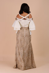 Off-white And Gold Metallic Embroidery GownIMG_8292