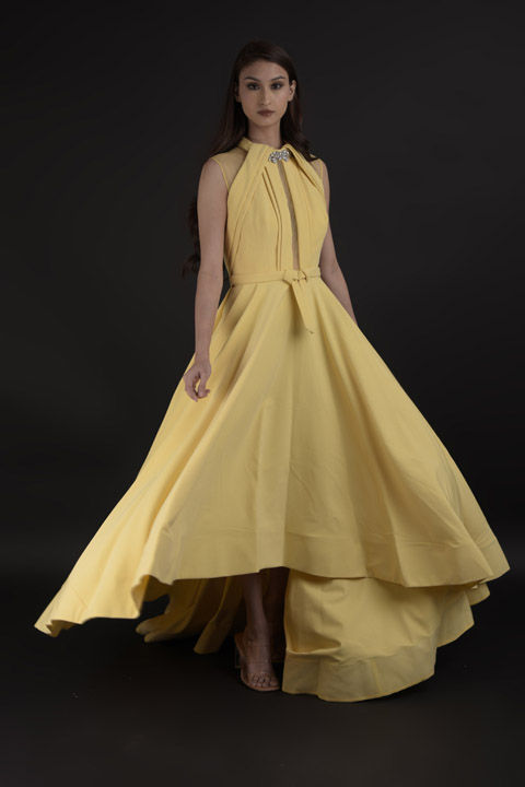 Yellow Draped Gown