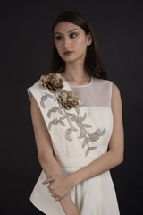 White Peplum Mermaid Gown_DTR9754