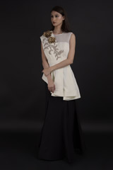 White Peplum Mermaid Gown_DTR9757