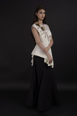 White Peplum Mermaid Gown_DTR9758