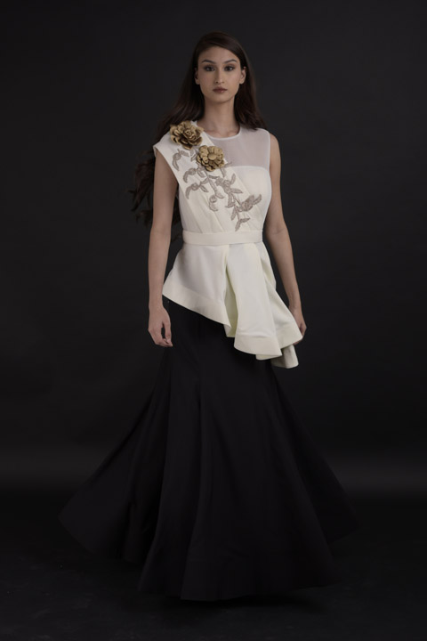 White Peplum Mermaid Gown