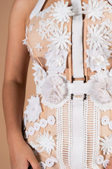 Beige And White Floral Embroidery GownDSC09595